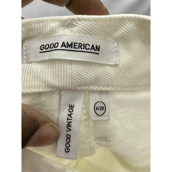 Good American Womens White Good Vintage High Waist Exposed Zip Jeans SZ‎ 6/28 - Picture 6 of 10